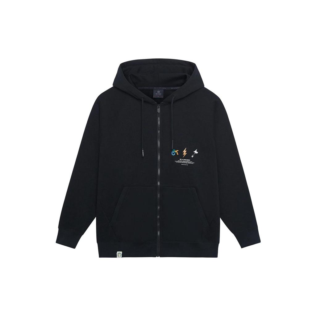 Li Ning Sweatshirts Unisex Black Hooded Moderate Cardigan AWDSI35-1