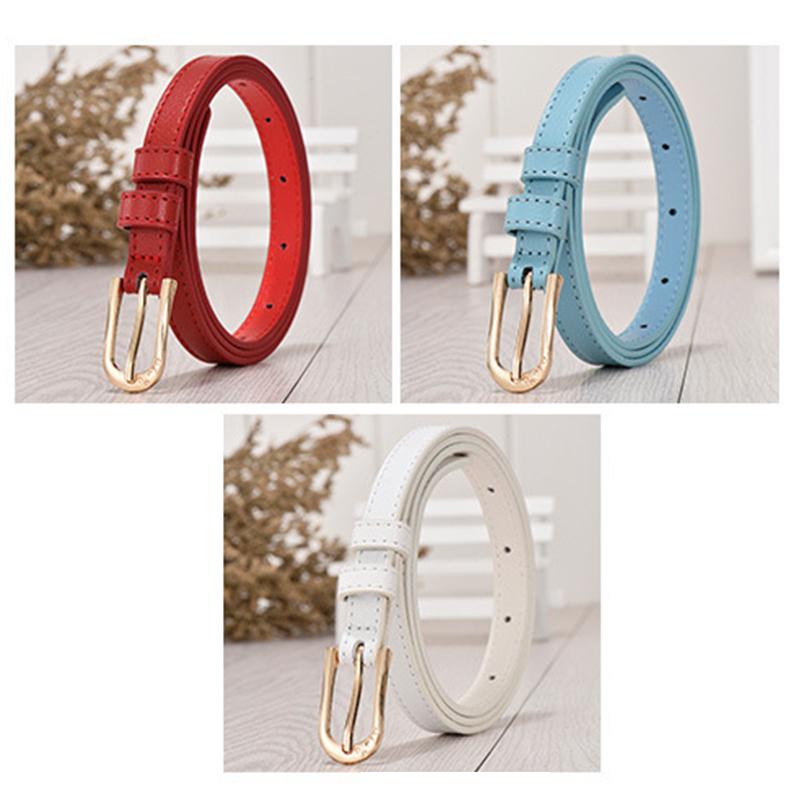 1Pc 105Cm 7 Candy Colors Womens Pu Leather Belt Skinny Thin Dress Belt Waist Belt Waistband Skirt Jeans Waist Accessories