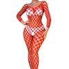 European and American sexy lingerie long sleeves big mesh holes with feet one-piece mesh socks net clothes open crotch sexy perspective