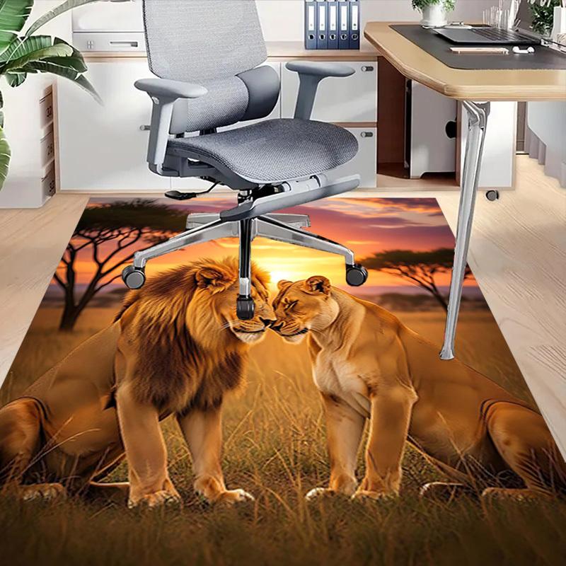 1PC Lioness Lion Non-Slip Floor Carpet Compatible for Office&Living Room&Dining room - Flat-Weave Machine- Soft & Pattern-E316