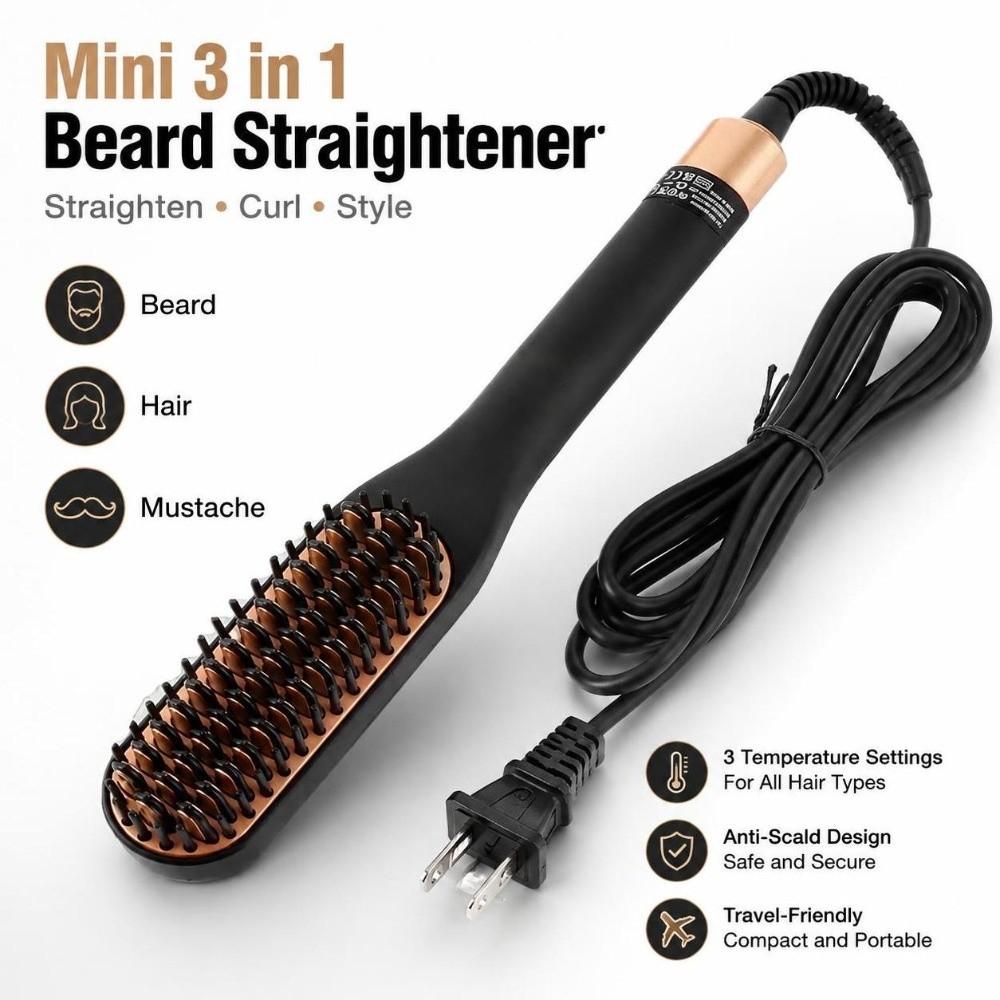 PTC Heating Hair Straightening Brush Tourmaline ceramics Electric Beard Comb  Hair Styling