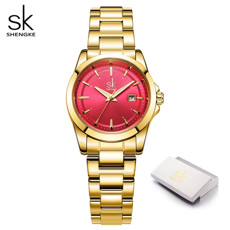 SHENGKE Nové dámské kalendářové hodinky Módní styl Dámské křemenné náramkové hodinky Top značka Dámské Nejlepší dárky Hodiny