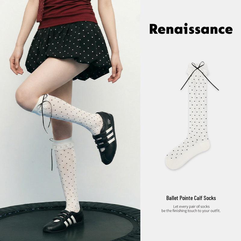 Renaissance Women's Breathable Ballet Dot Ankle Socks - Slimming & Stylish for Spring/Summer