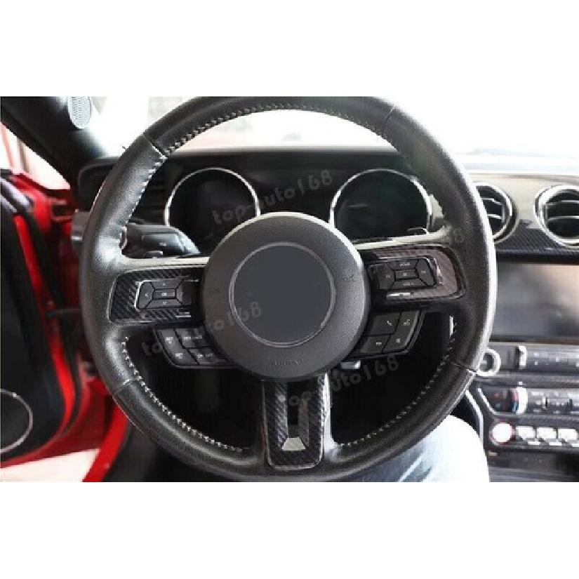 Carbon Fiber Look Steering Wheel Molding Cover Trim For Ford Mustang 2015-