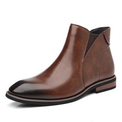 Herbst Winter Neue Chelsea Boots für Herren Mode Lässig Große Größen Reißverschluss Rindsleder Stiefel Männlich Einfarbig Designer Schuhe Mann