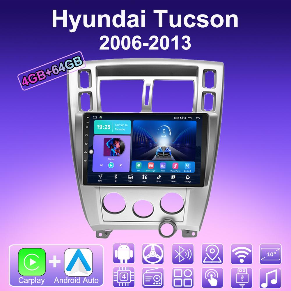2 DIN Android Carplay Car Radio For Hyundai Tucson 2006-2013 Multimedia Player Head Unit Stereo GPS Navigation BT WIFI 4+64GB