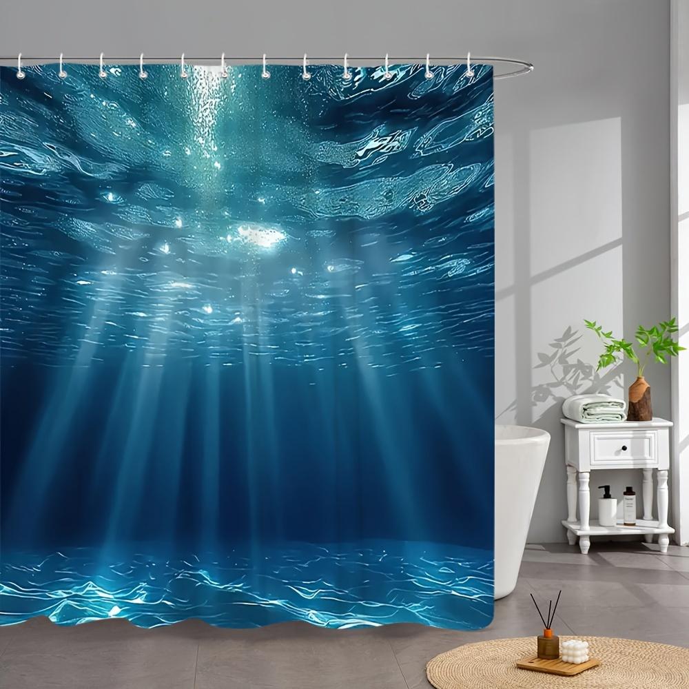 Ocean World Shower Curtain - Super Real Photography, Casual Simple Design, Polyester, Home Bathroom Decor, with Hooks
