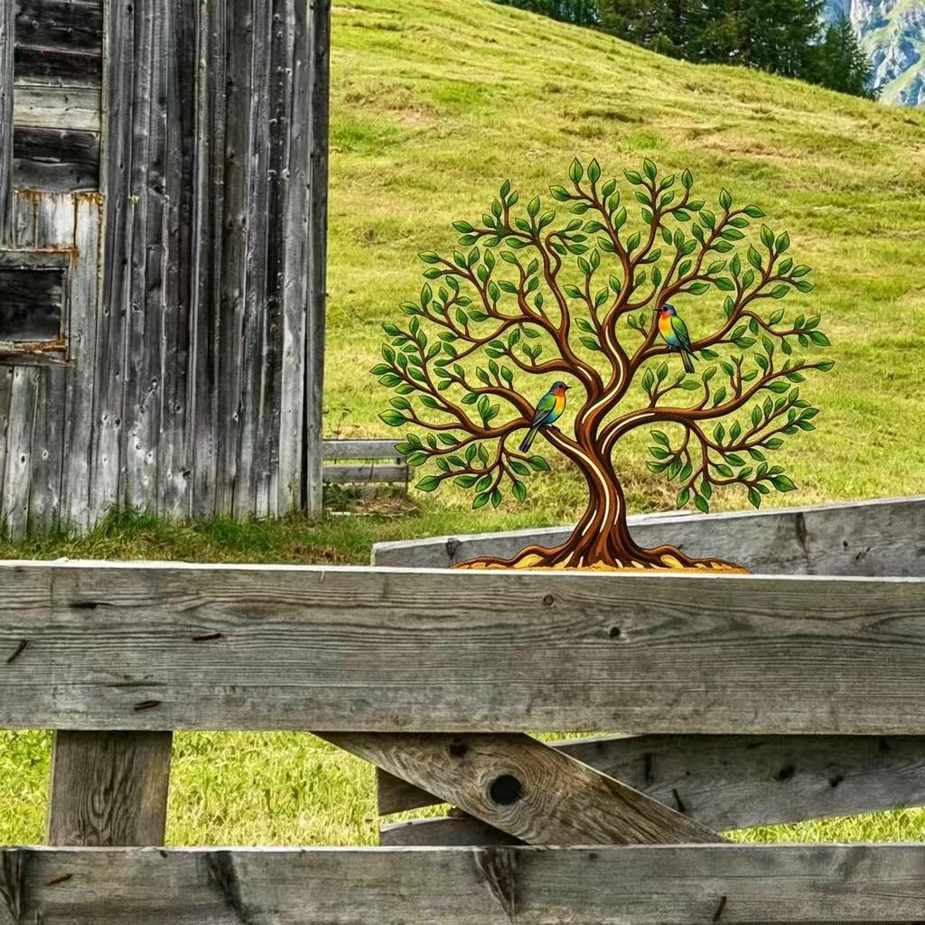 Tree of Life Metal Wall Art: Creative Bird Design for Bedroom or Living Room Décor