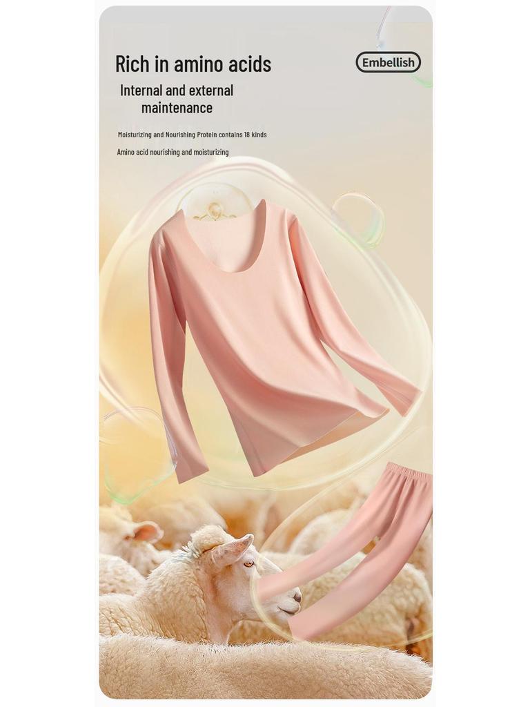 Velvet Women's Seamless Thermal Fleece-Lined Underwear Set for Autumn Winter