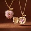 Openable And Inlaid Zircon Lettering Version Apple-Shaped Gold-Plated Necklace Copper Color Retention