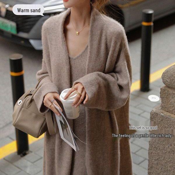 

Трикотажное облегающее платье макси и свитер Pine Frost - Настроение капризной богини Large