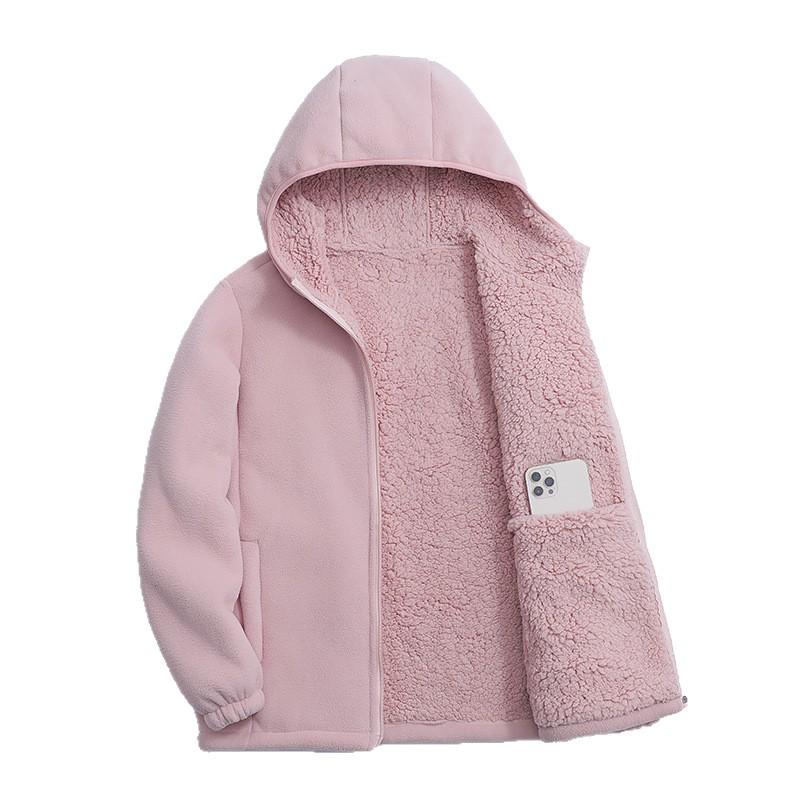 Damen Baumwolljacke mit Kapuze und Fleecefutter: Warm, Locker sitzend, Kurzer Stil für Herbst und Winter, Übergröße verfügbar.
