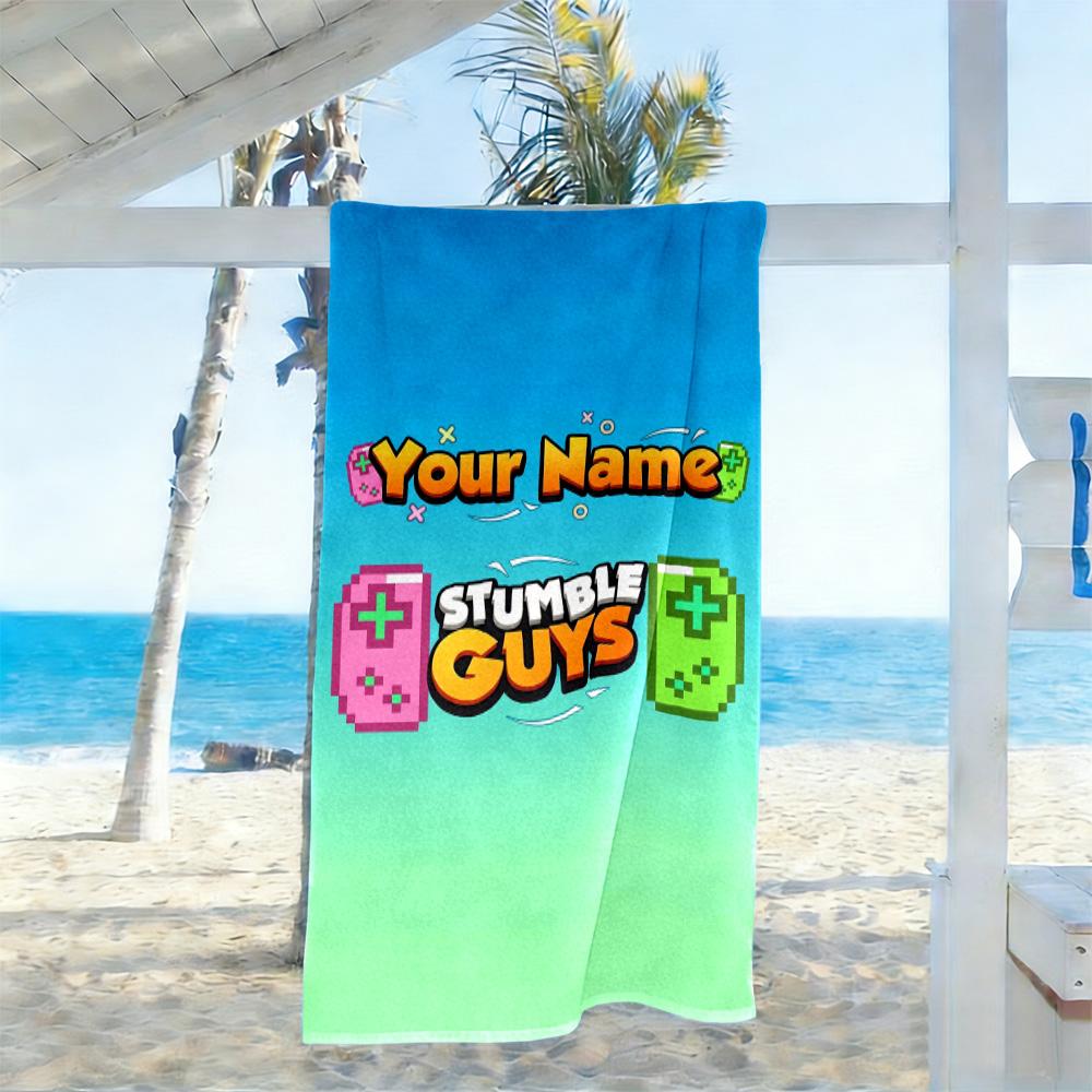 Stumble Guys Customize Your Name Beach Towel Super Soft & Absorbent Suitable for Swimming Gym Camping Yoga Vacation