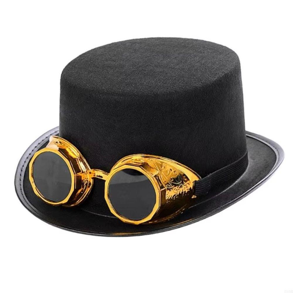 Magician Hat Steampunk Men Hat With Eyeglasses Cosplay Jazz Hat Retro Gothic Hat Men Women Unisex
