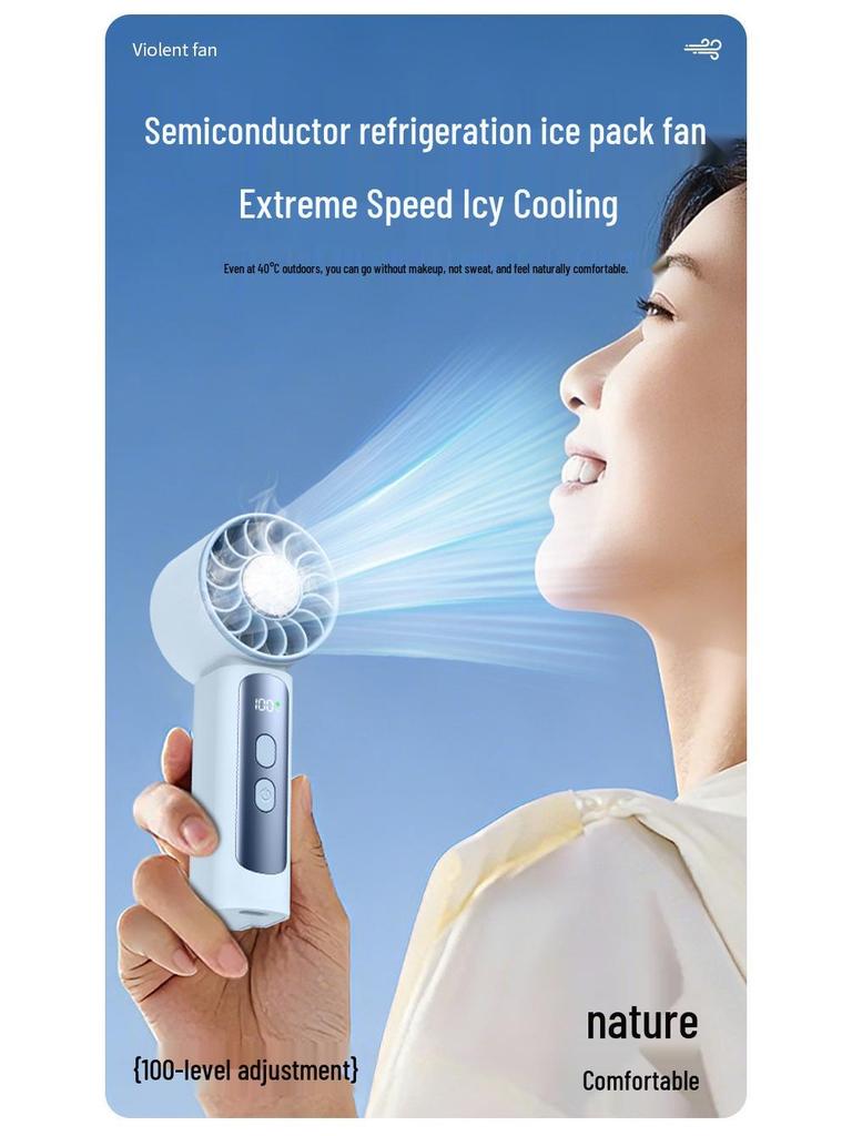 Ice Pack Handheld Turbo Mini USB Fan with Long-Lasting Portable Semiconductor Cooling