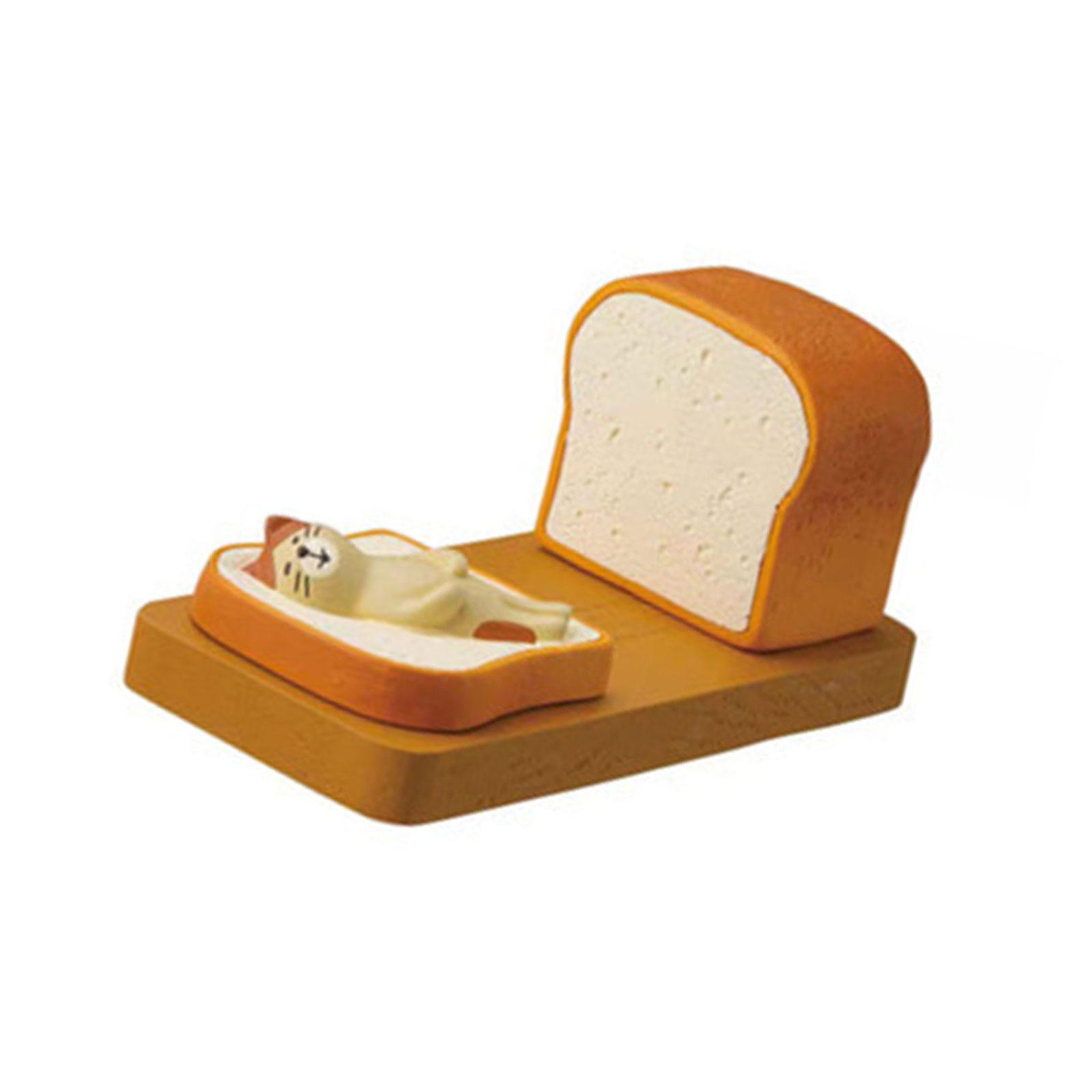 

Cute Toast Bread Cats Phone Stand Desk Resins Figurine Ornament Smartphones Tablets Holder for Home or Office Decors 1