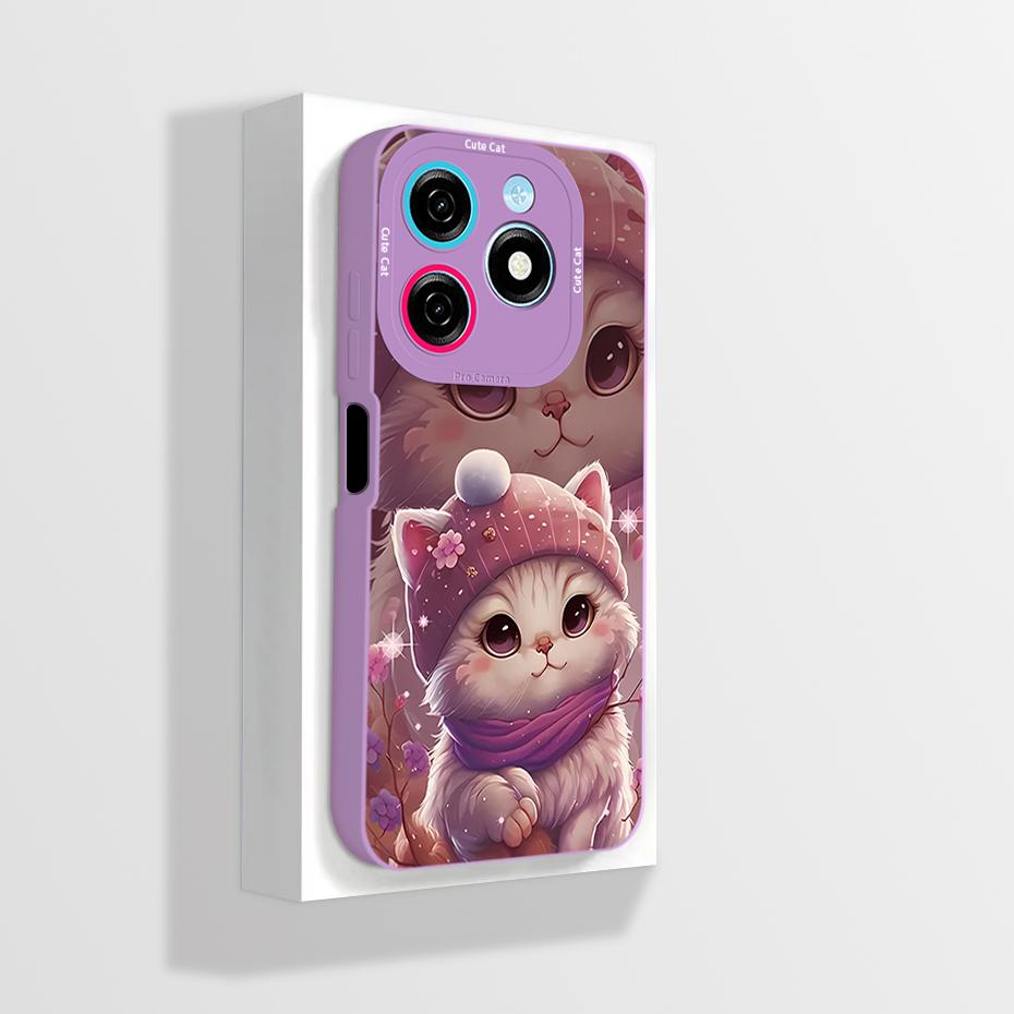 Pour Tecno Spark 20 20C Coque Mignon Dessin Animé Astronaute Carrée Silicone Liquide Souple Housse de Protection pour Téléphone Pour Tecno Spark20 20C Funda
