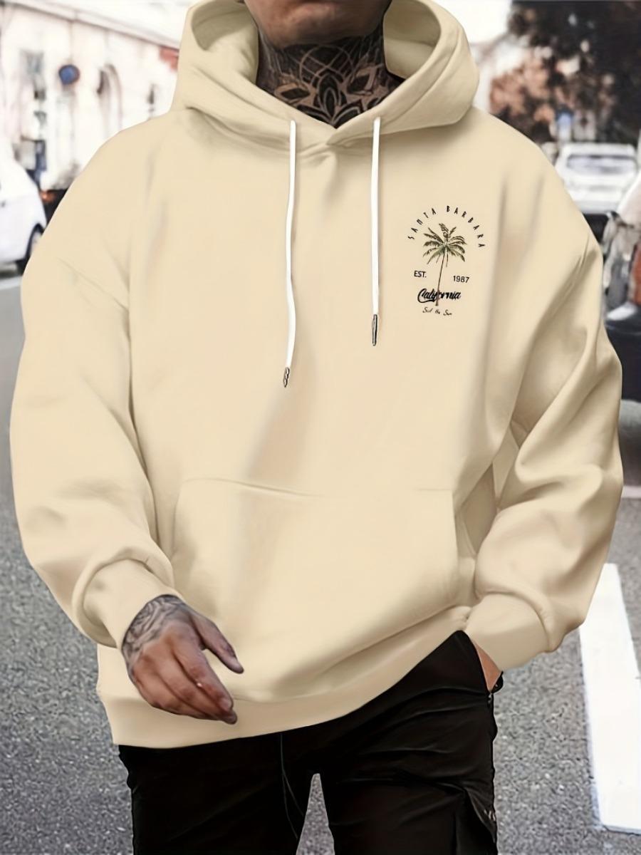 Modischer Kapuzenpullover mit Aufdruck für Damen und Herren, Lässiger Lockerer Streetwear für Wärme und Sport 3XL beige