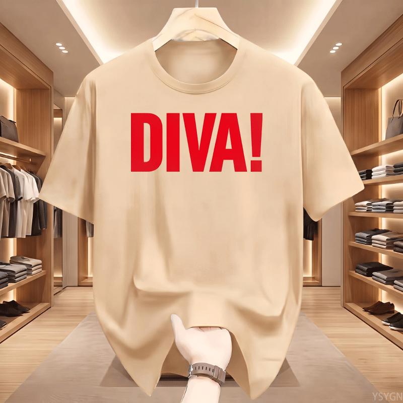 Cotton Unisex Unisex Diva T Shirts Graphic Unisex Tshirt Streetwear Funny Trendy Y2k Tshirt 90s Cotton Short Sleeve Unisexs Clothes