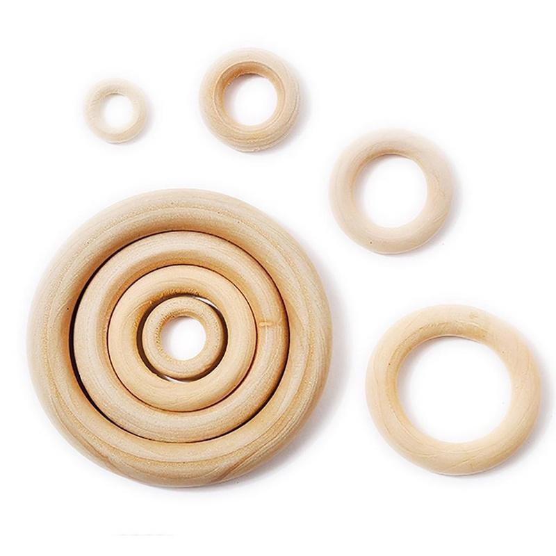 Elegant Baby Newborn Natural Round Wood Teething Rings Perfect For Diy Gifts