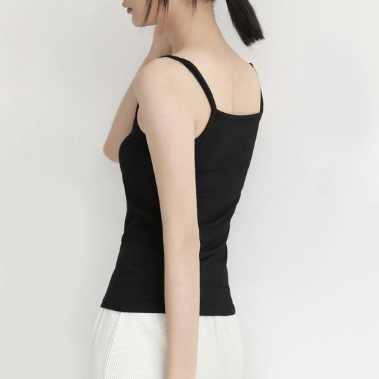 Summer Vest Sling Sleeveless Slim Version Tops Solid Color Soft Elastic Tank