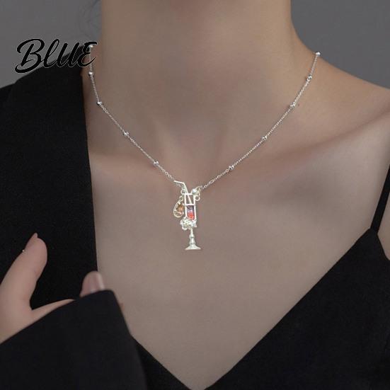 Everyday Wear Necklace Women Cocktail Glass Shape Charm with Beautiful