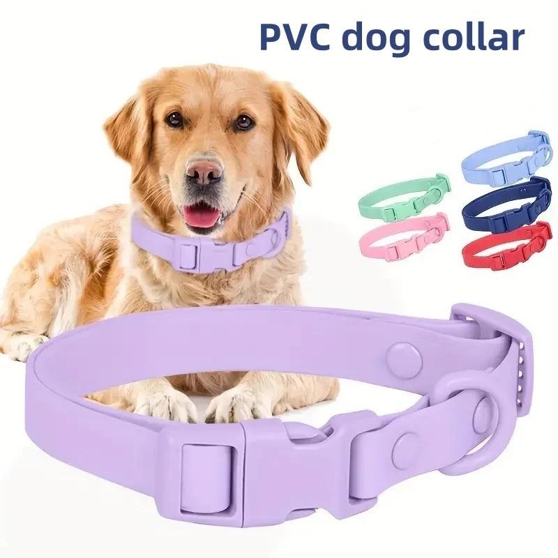 Waterproof PVC Dog Collar Soft Plastic Rubber Puppy Collar with Safety Buckle Adjustable Pet Collars for Small Medium Large Dogs