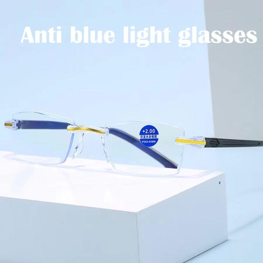Frameless Presbyopia Eyeglasses Ultralight Anti-blue Light Glasses Men's Reading Glasses  Elder