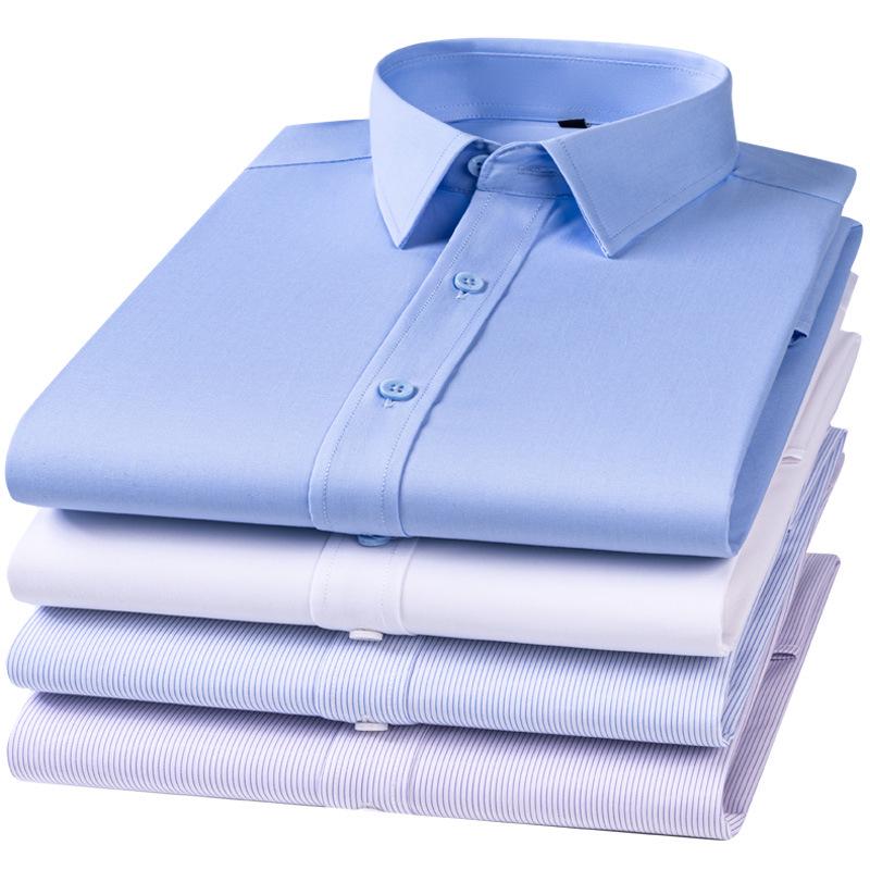 Men's Non-Iron Striped Shirt - Anti-Wrinkle, Short & Long Sleeve, Casual & Professional Wear