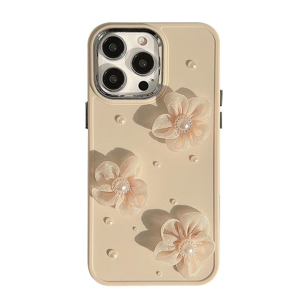 3D Pearl Lace Flower iPhone 17/15pro Max/13/11 Drop-Proof Case