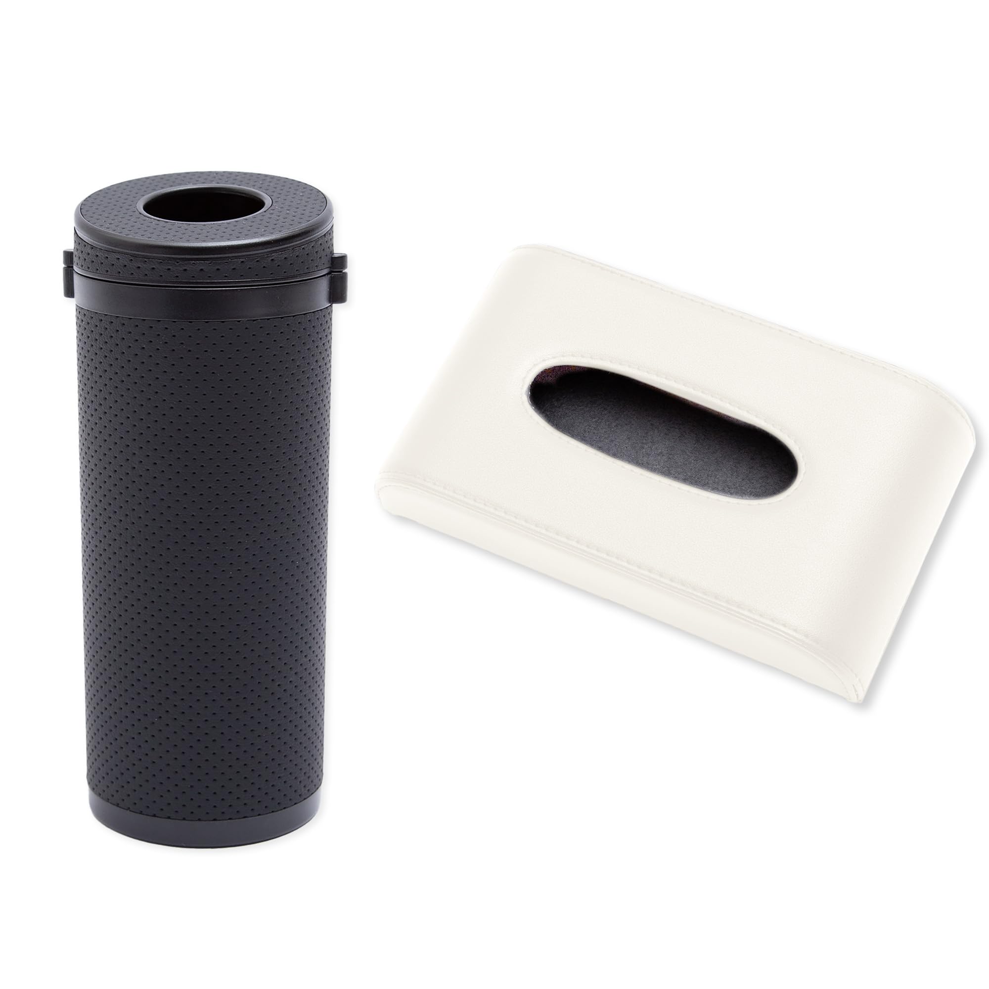 

Tissue Case Visor Bottle Set Beige Perforated PU Leather Synthetic Leather Visor Easy Tissue Storage Compact Item Small YOURS (Sun + Type) 2-Piece