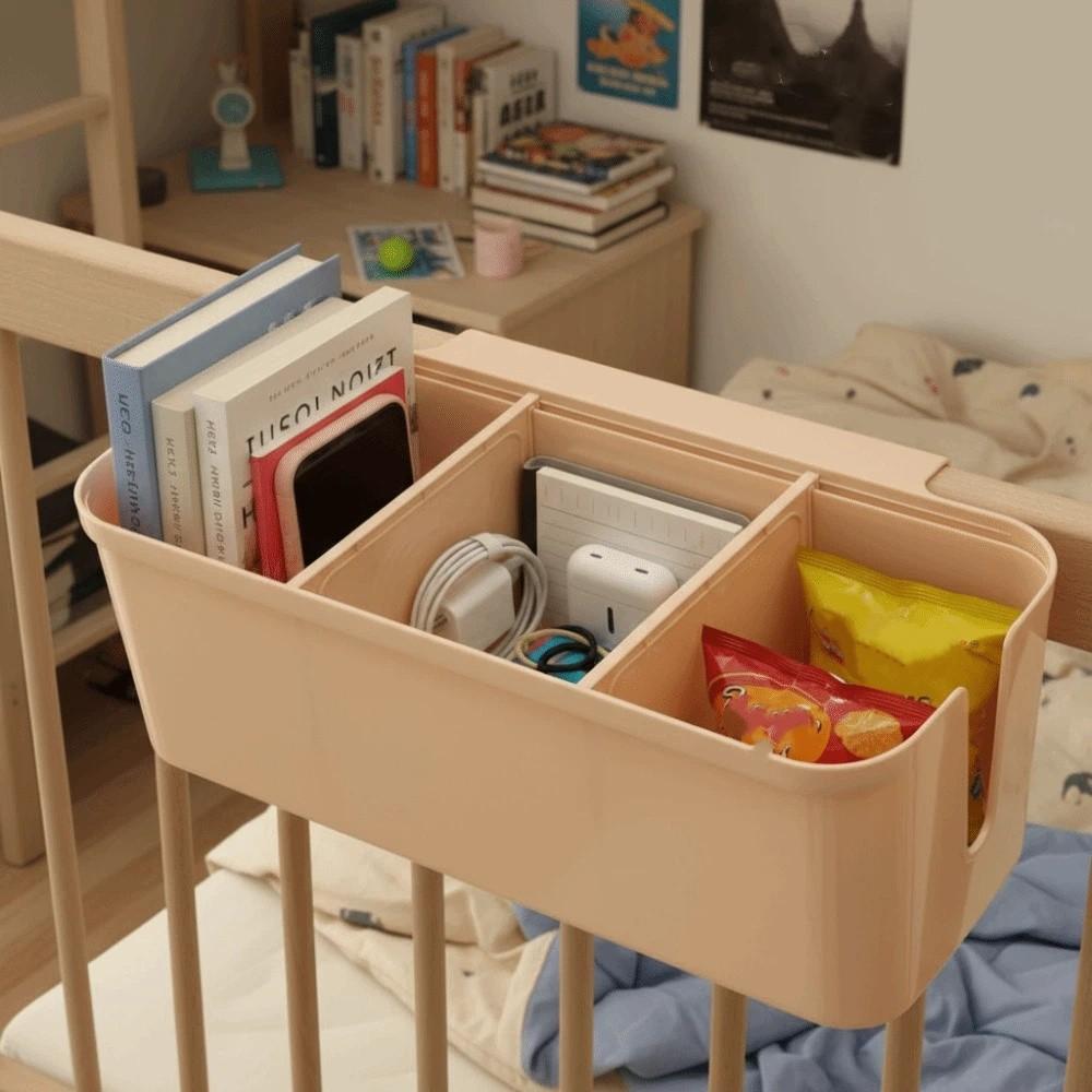 Multi Purpose Large Capacity Bedside Storage Rack Adjustable Partition Bed Hanging Bag Plastic Night Stand Shelves Bedroom