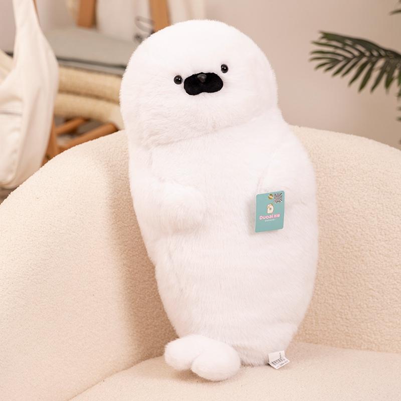 Adorable Seal Plush Toy Lifelike Stuffed Marine Life Sea Otter Gentle Doll Simulation Seal Pillow Cushion Playthings Birth Date Present
