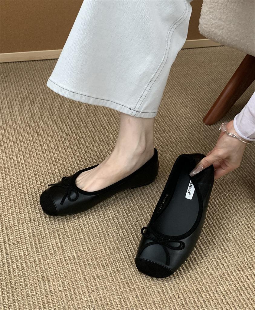 2025 spring and autumn new Doudou ladyshoes flat bottom evening gentle grandma single shoes fairy shoes