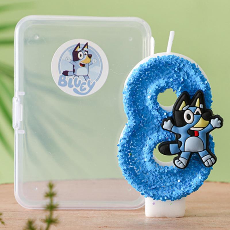 Bluey Cartoon Sequin Birthday Number Cake Candles - Creative and Cute Decorations