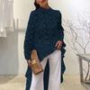 Yousheng Damen Lang Oberteil Cutout Unregelmäßig Häkelspitze Floral Patchwork Durchsichtig Kurz Vorne Und Lang Hinten Bluse Halbhoher Kragen Langarm Kleid