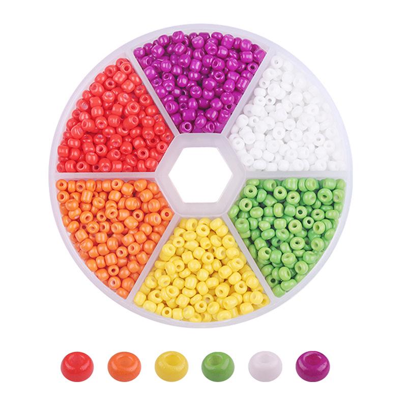 Handmade Mixed-Color Seed Beads Set: 6-Compartment Box for DIY Bracelets and Necklaces