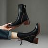 Scarpe da donna autunno inverno stivali corti in pelle per donna punta tonda stivali con tacco spesso stivaletti con cerniera stivaletti con plateau da donna