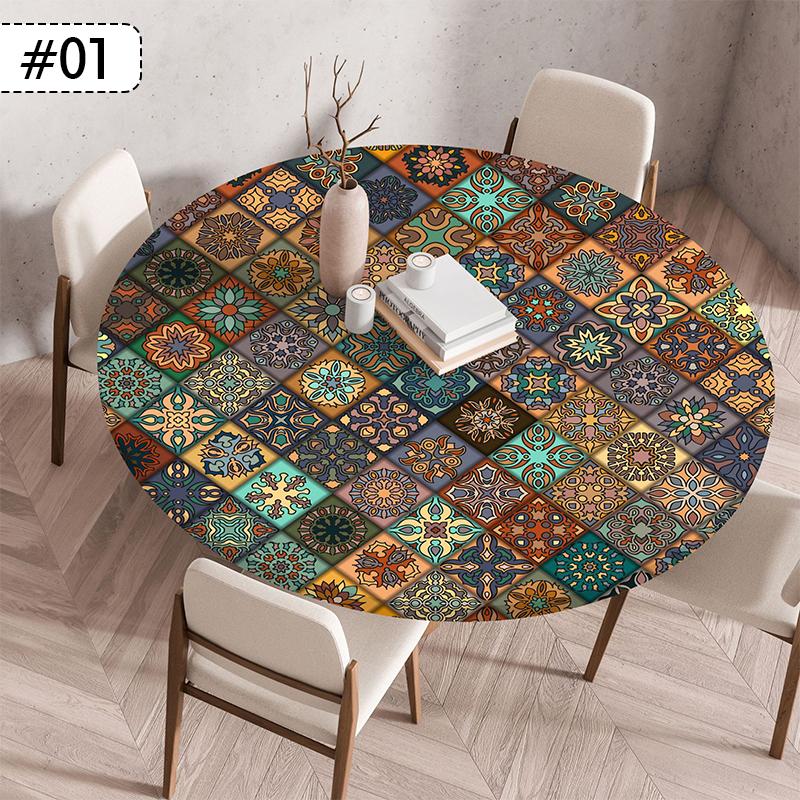 60/90/120Cm Round Table Cover Nordic Waterproof Oil-Proof Tablecloth Elastic Kitchen Dining Wedding Party Table Cover Home Decor