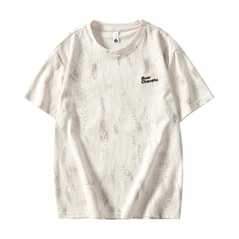 New Summer Retro Short-sleeved T-shirt Men's Casual Heavy Loose Large-size Top