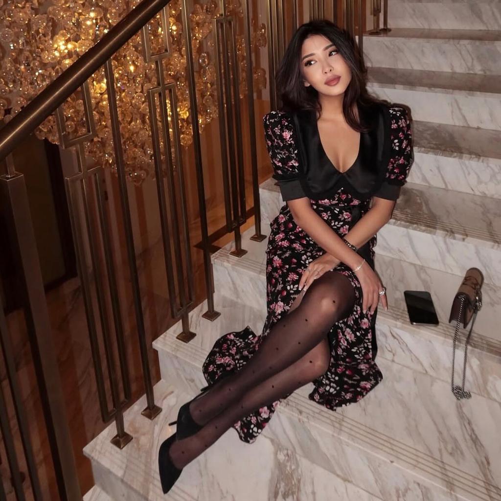 Fashion Slim-fit Printed Women's Dress Summer Lapel Short-sleeved Ankle-length Dress Elegant High-waist Slit Women's Dress