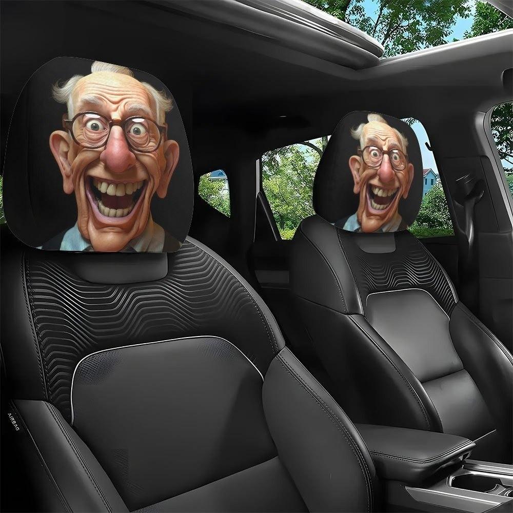 2PCS 2 Pcs Set Car Seat Headrest Protector 2D Printed Auto Head Rest Cover Car Interior Decoration