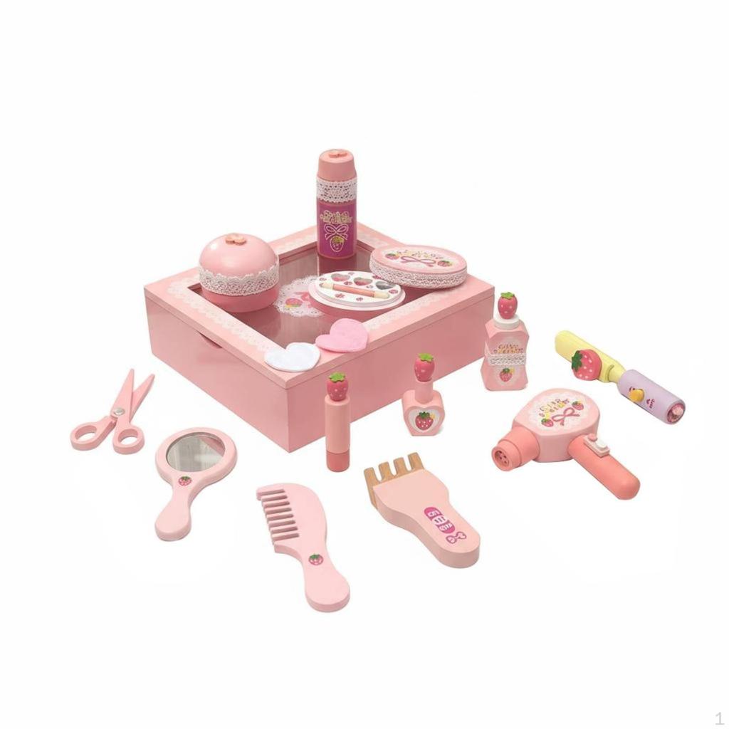 Pretend Beauty Salon Playset Educational Toy Cosmetic and Hairstyling Kit Learning by Playing Wooden