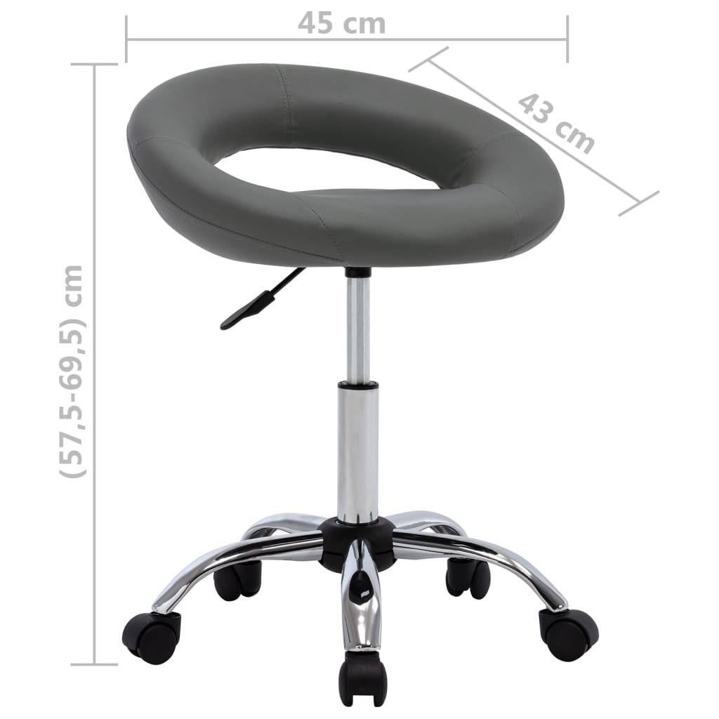 Vidaxl Swivel Dining Chair, Grey, Upholstered with Faux Leather