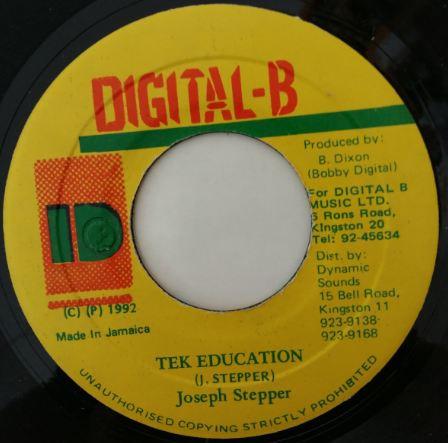 

7inch Record JOSEPH STEPPER Tek Education NONE DigitalB 1992 Jamaica Reggae Ska Dub Used