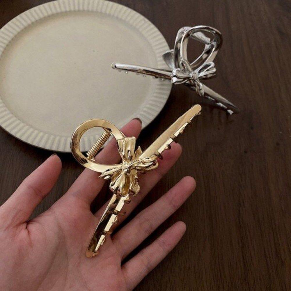 

Mno Ribbon Metal Hairpin Hairpin Long Hair Updo Hair Ornament Clip Silver