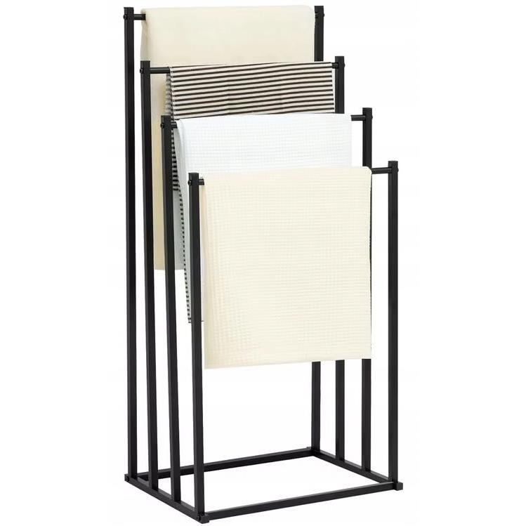 Towel Rack Bathroom Hanger Metal Standing Industrial Black 4 Tiers