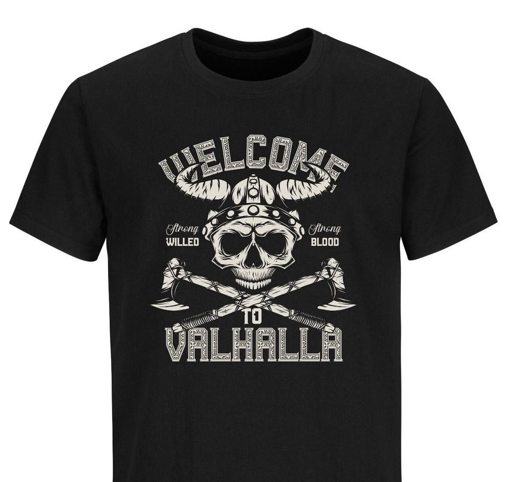 Men's Viking See You In  Valhalla T-shirt Skull Viking Nordic T-shirt