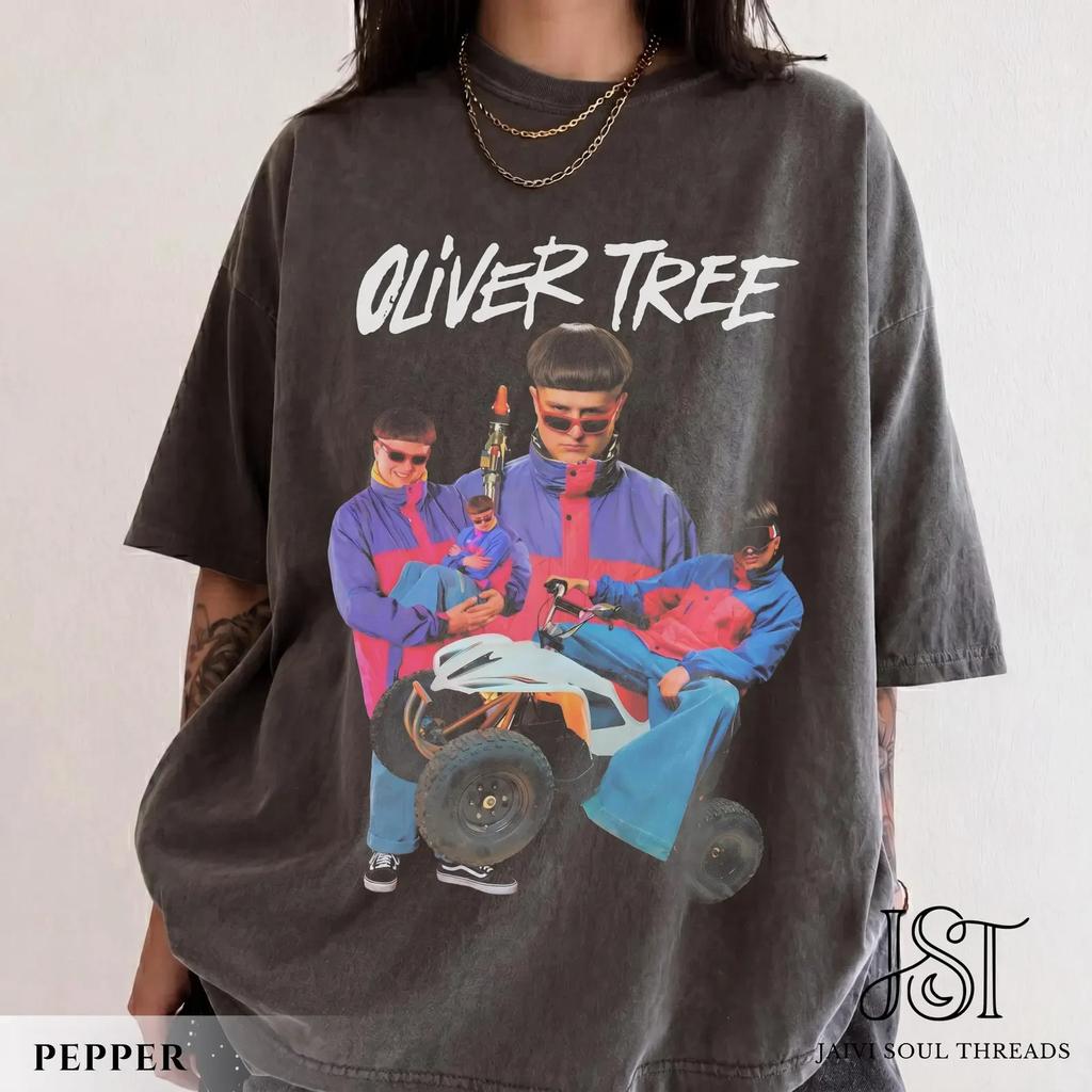 Oliver Tree Retro Vintage Anni '90 Bootleg Rap Tee Estetica Streetwear Merchandising per Fan di Musica