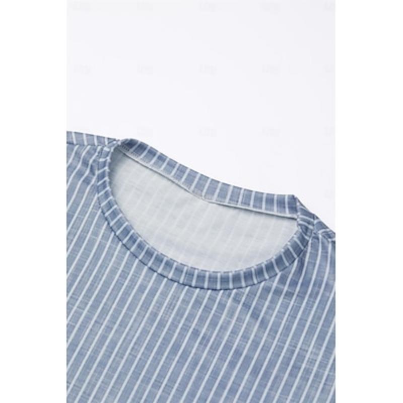 Women's T Shirt Tee Striped Print Daily Weekend Basic Long Sleeve Round Neck Pink Fall & Winter